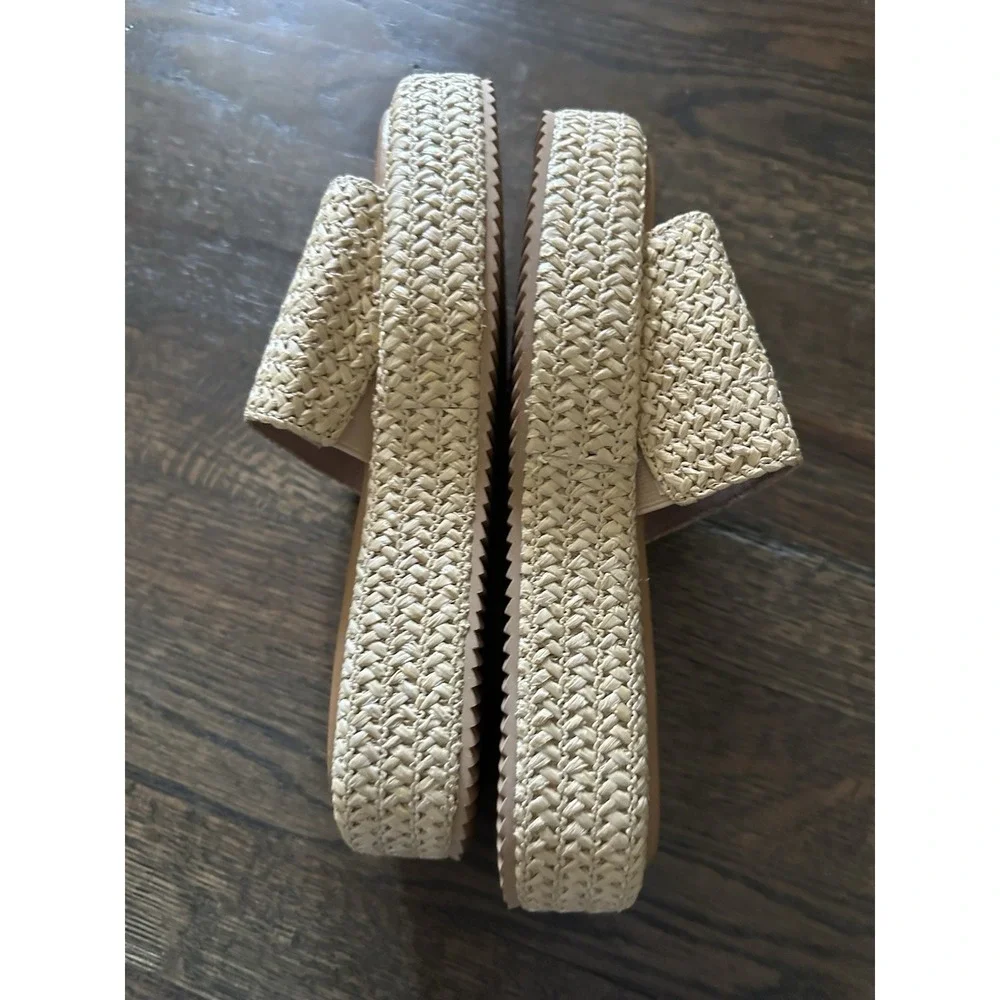 Monrovia Platform Sandals Womens Wedge Espadrilles Brown Tan‎ Beach Sandals Sz 6